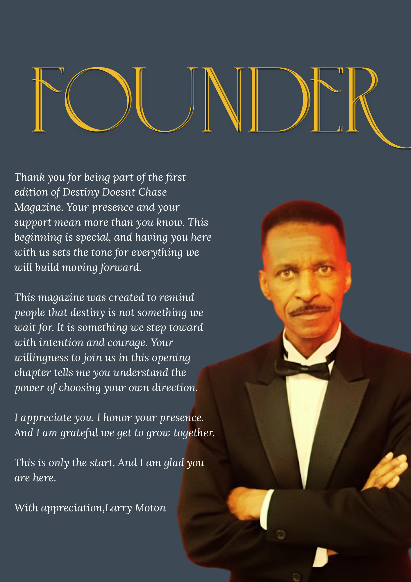 Founder's closing thank-you letter from Larry Moton