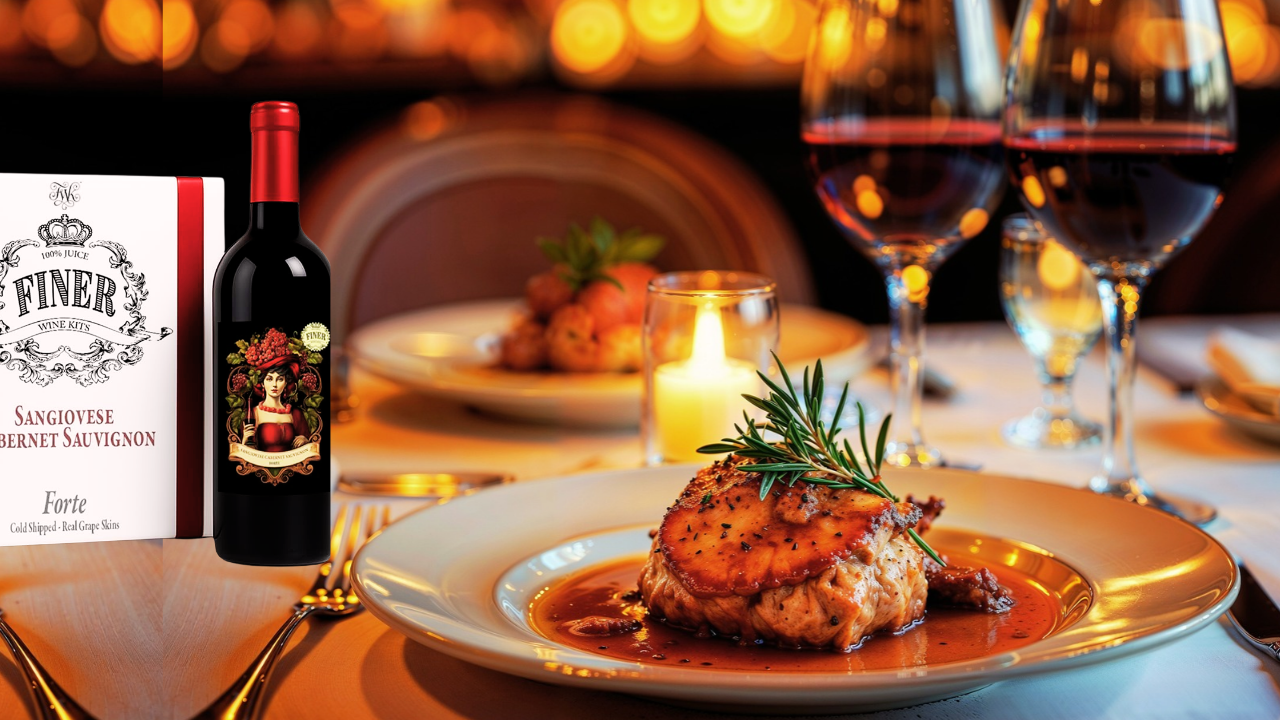 FWK Sangiovese Cabernet Sauvignon alongside a candlelit gourmet dinner